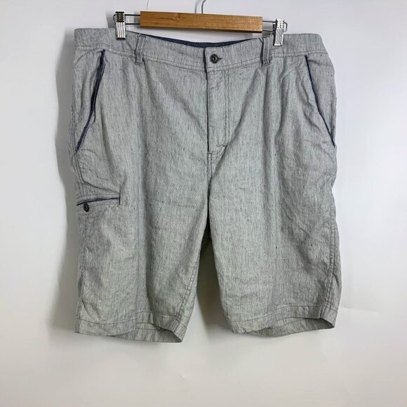 Carbon‎ 2 Cobalt Men's Panache Cotton Linen Blend Flat Front Chino Shorts SZ 38 - Picture 1 of 13